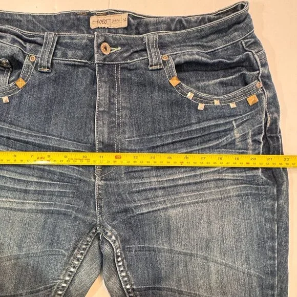 Lolo Skinny Jeans Womens Sz 14 Blue Distressed Studded Hi-Rise Medium Wash - Picture 14 of 16